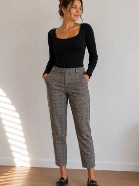 H&M Plaid Tailored Ankle Trousers Size 8